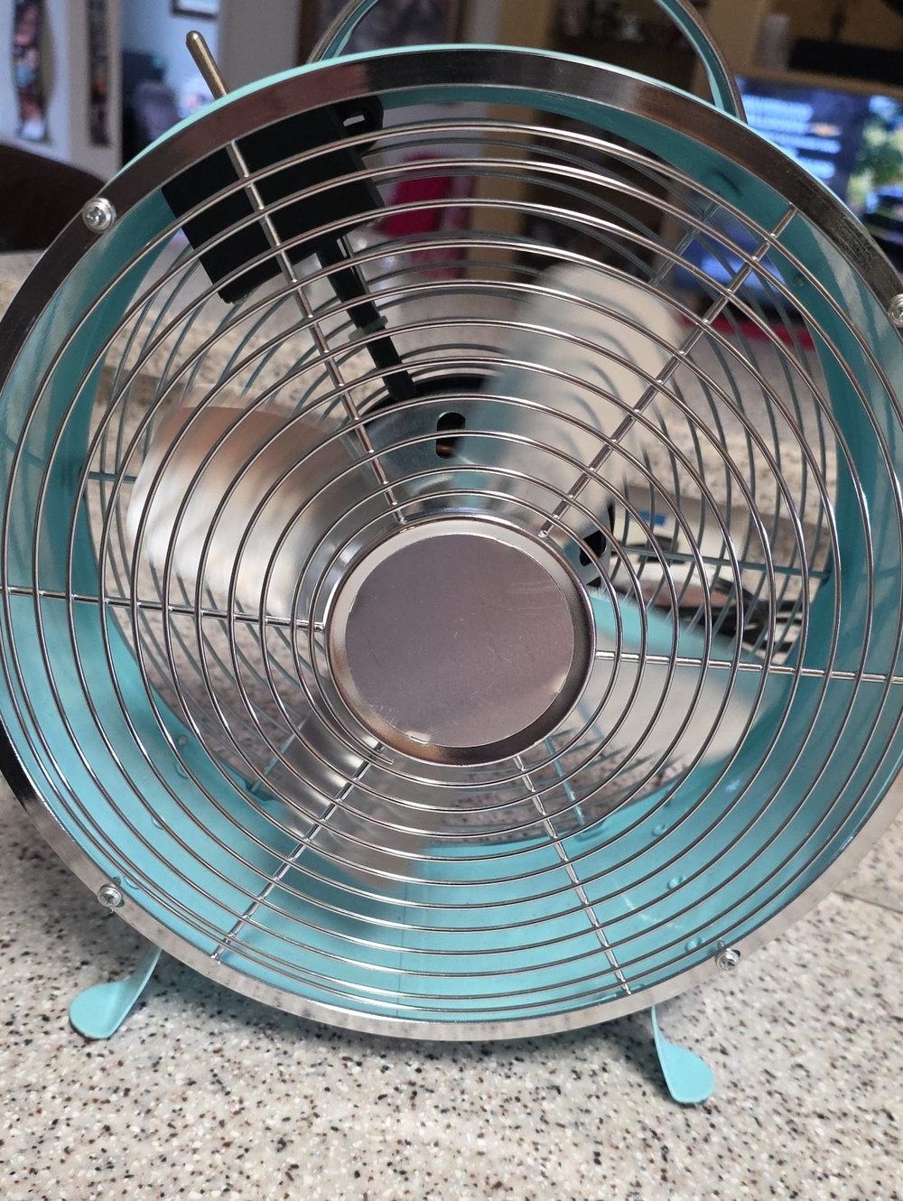 Turquoise Retro Metal Desk Fan - Home Accents